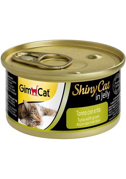 Shinycat Tuna Balıklı Çimenli Yetişkin Kedi Konservesi 70 gr