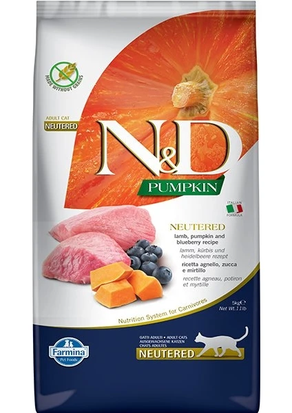 N&d Pumpkin Kuzu ve Yabanmersinli Kısır Kedi Maması 5 kg