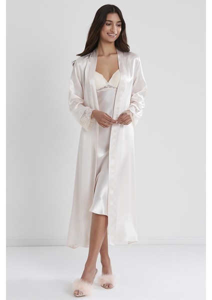 4370 Ikili Saten Gecelik - Sabahlık Takımı