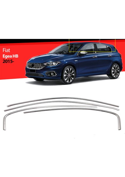 Fiat Egea Hb Krom Cam Üst Çıtası 4 Prç. 2015-2022 Paslanmaz Çelik