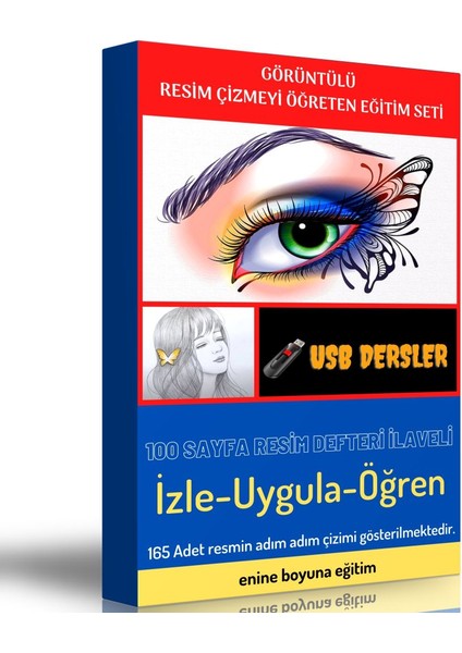Enine Boyuna Eğitim Görüntülü Resim Çizmeyi Öğreten Eğitim Seti (165 Ders)