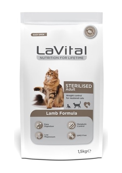 Lavital Sterilised Kuzu Etli Kısırlaştırılmış Kedi Maması 1,5 kg