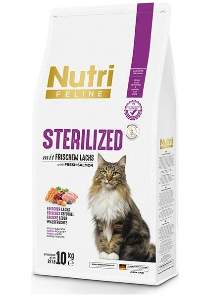 Nutri Feline Adult Sterilised Kısırlaştırılmış Somonlu Yetişkin Kedi Maması 10 kg