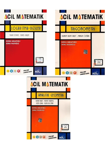 Acil Yayınları Aciil TYT Logaritma Diziler & YKS AYT Trigonometri & YKS TYT AYT Analitik Geometri