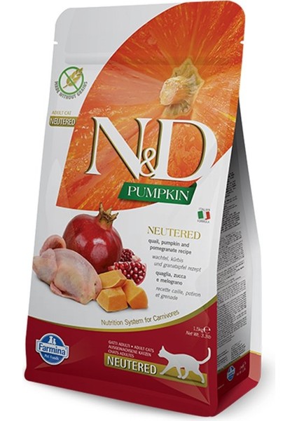 N&d Balkabaklı Bıldırcın ve Narlı Kısırlaştırılmış Kedi Maması 5 kg