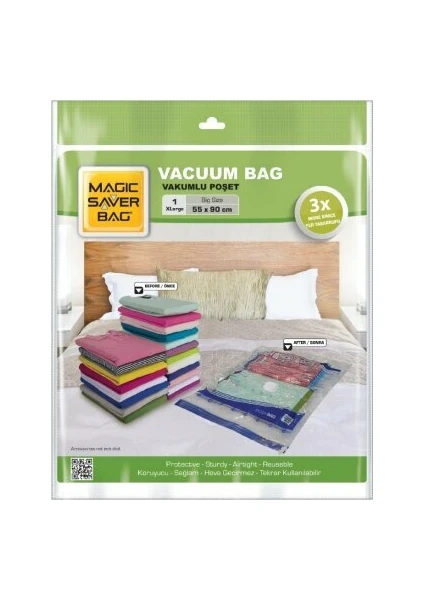 Magic Saver Bag 3 Lü  Magic Save Vakumlu Poşet Hurç Ebat 55 x 90 cm