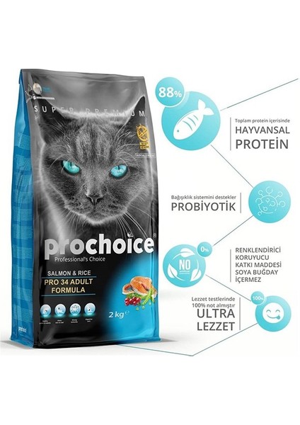 Pro 34 Salmon&rice Somonlu Yetişkin Kedi Maması 15 kg