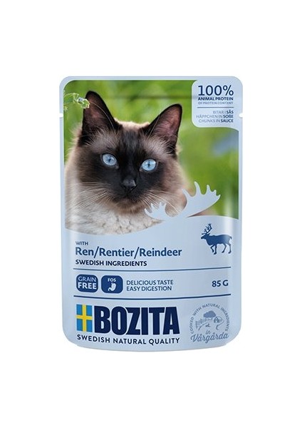 Pouch Ren Geyiği Etli Tahılsız Yetişkin Kedi Konservesi 85 gr