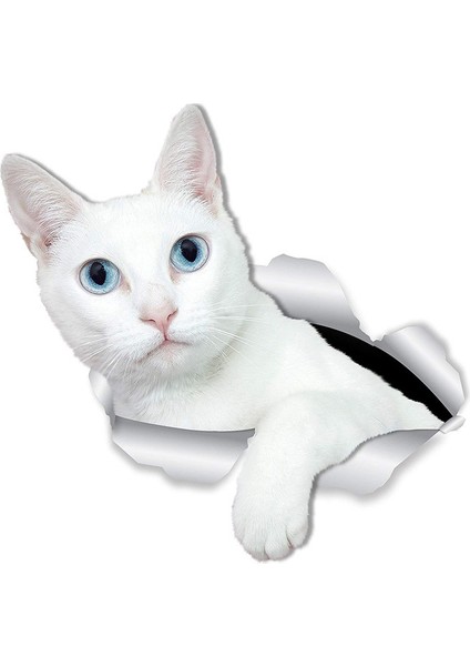 Kırık Cam Efekti Kedi Araba Oto Sticker Etiket Z4