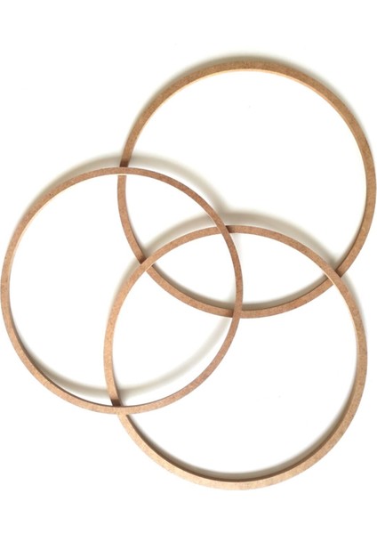 3'lü MDF Halka Vidasız Makrome Kasnak 48 cm Çapında Doğal Renkli