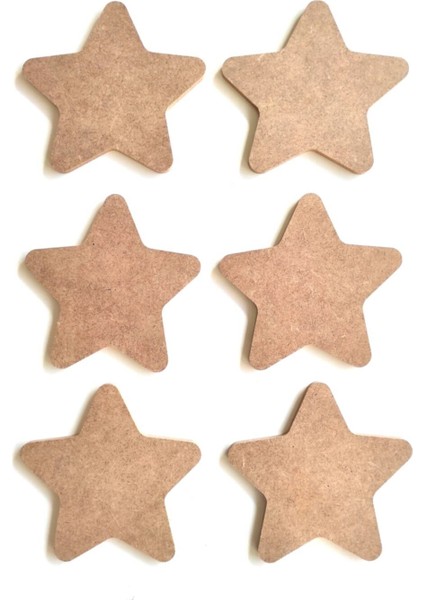 6'lı Mini Yıldız Seti / Ham Mdf Boyanabilir Obje