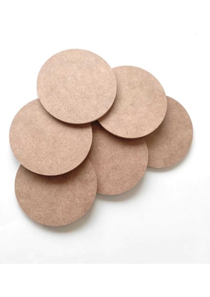 6'lı Çok Amaçlı Boyanabilir Yuvarlak Levha / Sunumluk Set 15 cm Ham Mdf