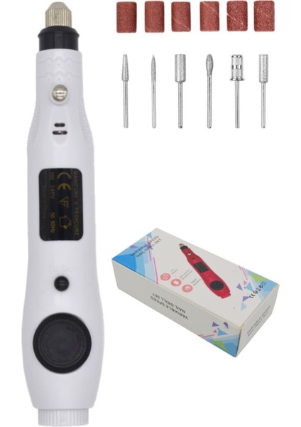 Güçlü Tırnak Törpü Seti Yeni Trend Usb'li Üstün Tasarım Nail Drill Nail Art Beyaz Renk