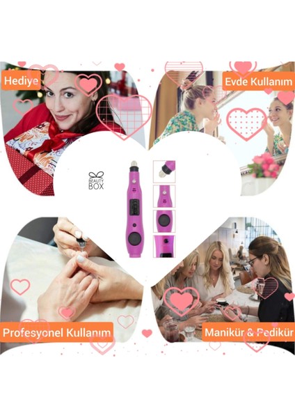 Güçlü Tırnak Törpü Seti Yeni Trend Usb'li Üstün Tasarım Nail Drill Nail Art Siyah Renk