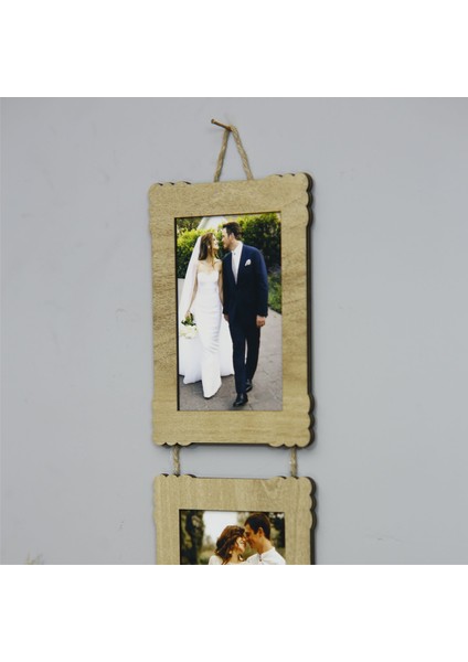Ahşap 3'lü 10X15 cm Ipli Fotoğraf Askılı Dikey fırsatları
