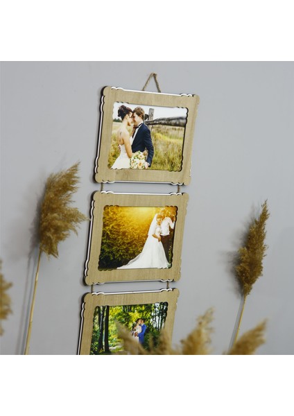 Ahşap 3'lü 15X21 cm Ipli Fotoğraf Askılı Yatay modelleri