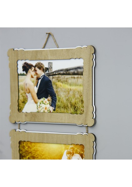 Ahşap 3'lü 15X21 cm Ipli Fotoğraf Askılı Yatay fırsatları