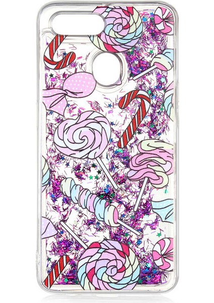 Oppo A12 Kılıf Marshmelo Sıvılı Simli Silikon Kapak