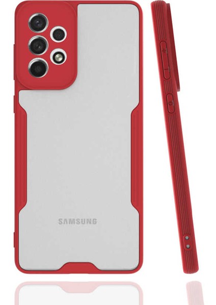 noktaks - Samsung Galaxy A73 - Kılıf Kenarı Renkli Arkası Şeffaf Parfe Kapak - Kırmızı