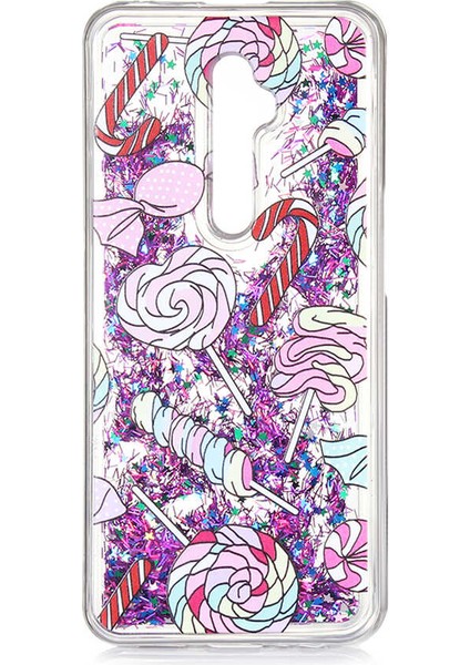 Oppo Reno 2z Kılıf Marshmelo Simli Sıvılı Silikon