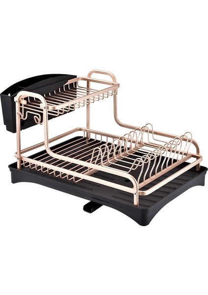 Çift Katlı Uzay Alüminyum Bulaşıklık Siyah (Yurt Dışından)