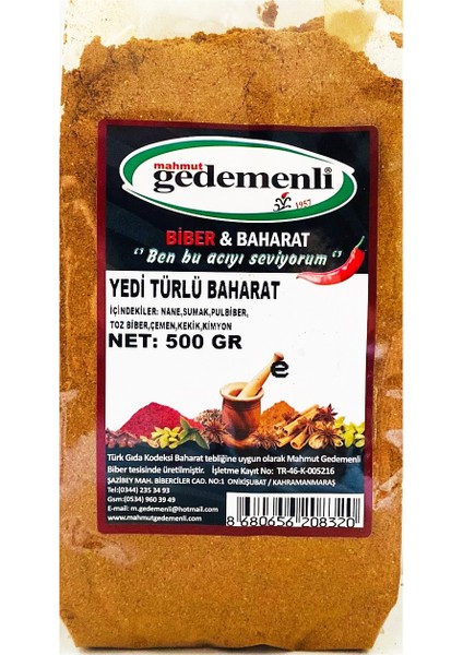 Yedi Türlü Baharat 500 gr