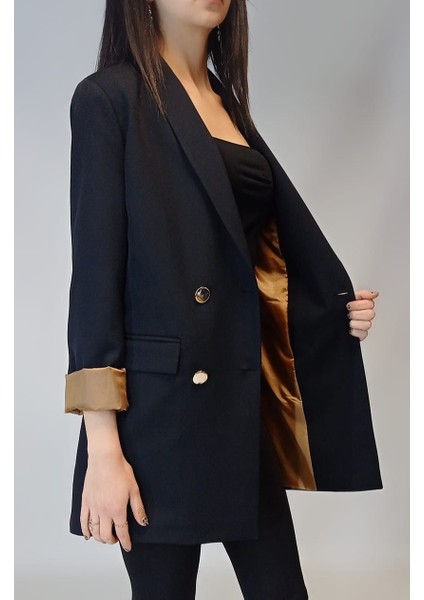 Gold Düğmeli Kahverengi Astarlı Kadın Blazer Ceket fırsatları