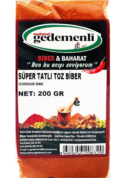 Süper Tatlı Toz Biber 200 gr
