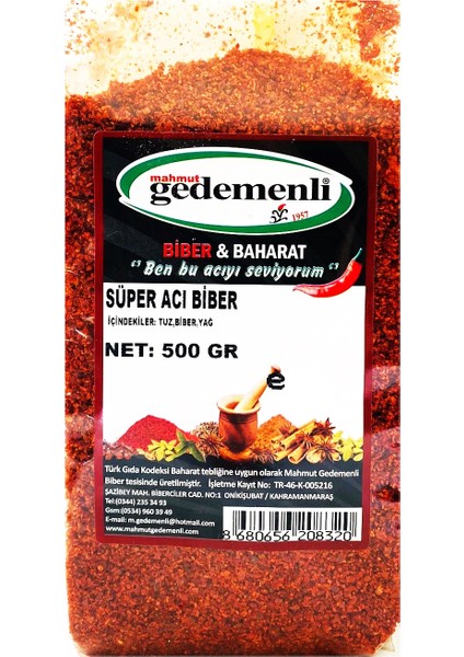 Süper Acı Biber (Zehir Acı) 500 gr