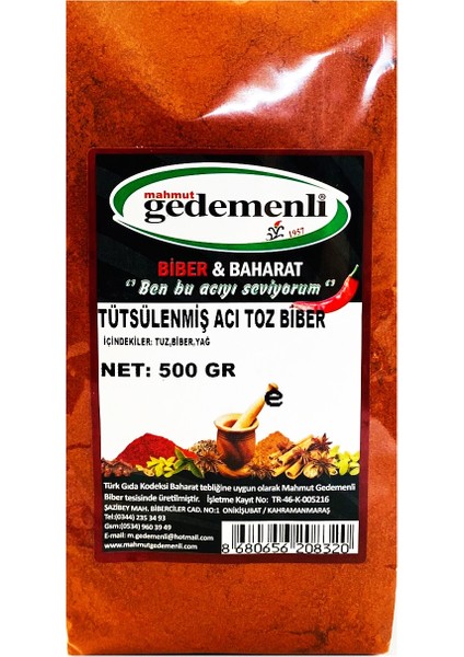 Tütsülenmiş Acı Toz Biber 500 gr