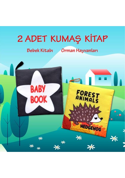 2 Kitap Tox Ingilizce Siyah-Beyaz Bebek ve Orman Hayvanları Kumaş Sessiz Kitap E136 E127 - Bez Kitap , Eğitici Oyuncak , Yumuşak ve Hışırtılı fiyatları