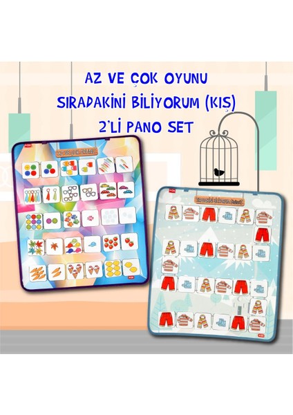 2 Set - 57 Parça Tox Az, Çok Oyunu ve Sıradakini Biliyorum (Kış) Keçe Duvar Panoları , Eğitici Oyuncak