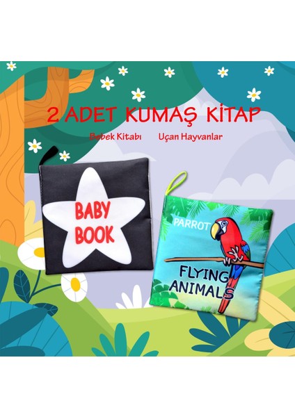 2 Kitap Tox Ingilizce Siyah-Beyaz Bebek ve Uçan Hayvanlar Kumaş Sessiz Kitap E136 E133 - Bez Kitap , Eğitici Oyuncak , Yumuşak ve Hışırtılı fiyatları
