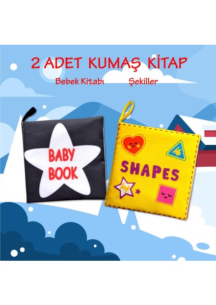 2 Kitap Tox Ingilizce Siyah-Beyaz Bebek ve Şekiller Kumaş Sessiz Kitap E136 E131 - Bez Kitap , Eğitici Oyuncak , Yumuşak ve Hışırtılı