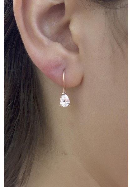 925 Ayar Gümüş Damla Taşlı Küpe SKU2006