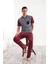 Erkek Modal Kısa Kol Pijama Takımı - Bordo 4286 1