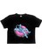 Havuzda Astronot Siyah Kısa, Kesik Crop Top Kadın T-Shirt 2