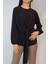 Kadın Siyah Önden Bağlamalı Raglan Kol Bluz 5