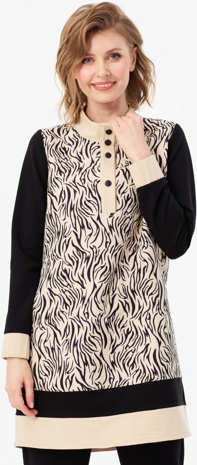 Esswaap Tiger Desenli Sweatshirt Bej