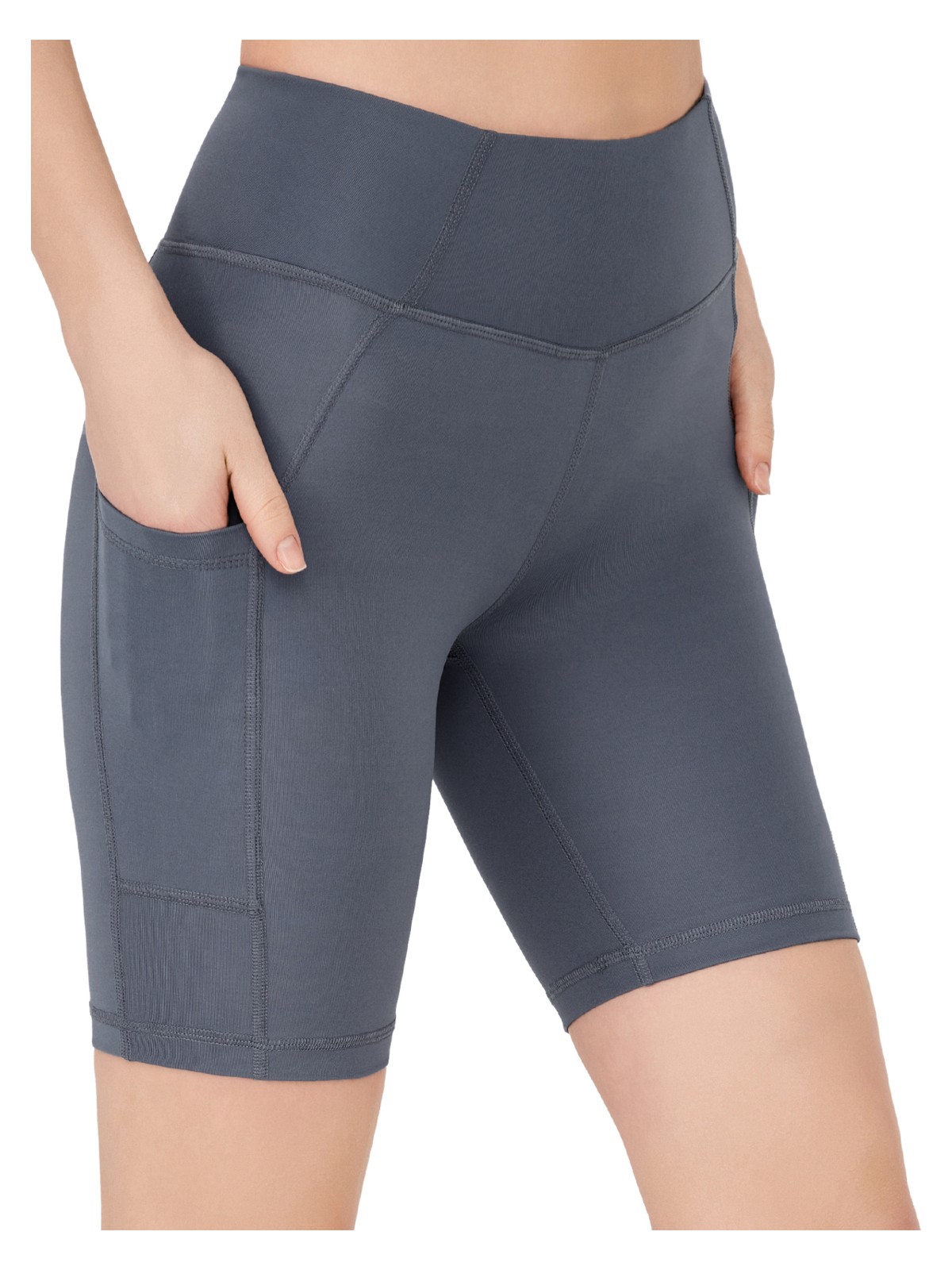 Los Ojos Kadın Sarı Yüksek Bel Toparlayıcı Çift Cepli Biker Şort Kısa Spor Tayt - Görsel 3