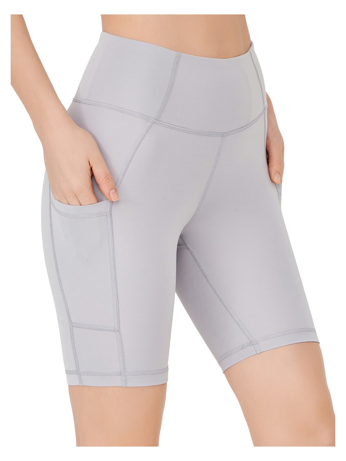 Los Ojos Kadın Sarı Yüksek Bel Toparlayıcı Çift Cepli Biker Şort Kısa Spor Tayt - Görsel 4