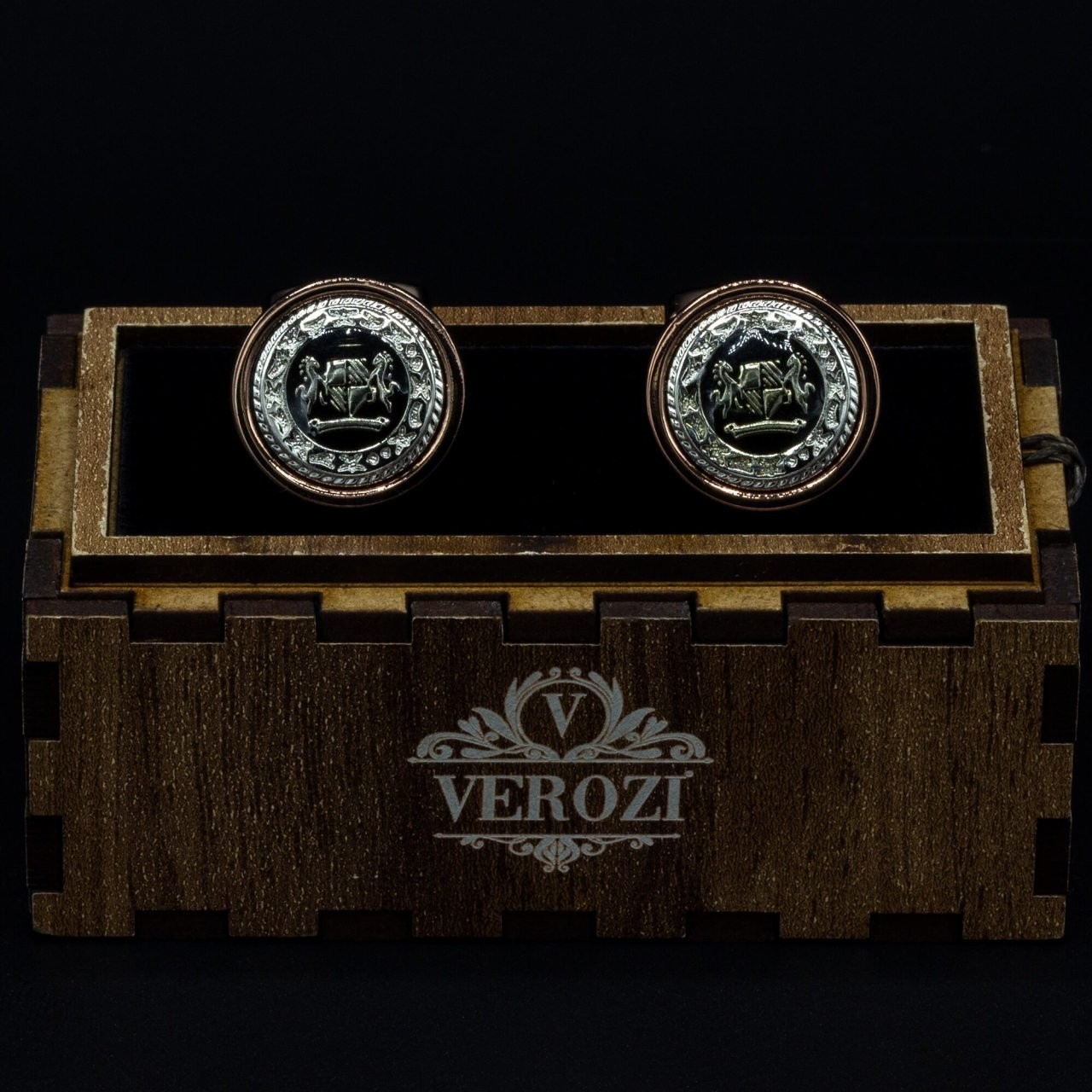 Verozi Kol Düğmesi - Oval Desenli Gümüş Siyah - Kdodgsb görsel 2