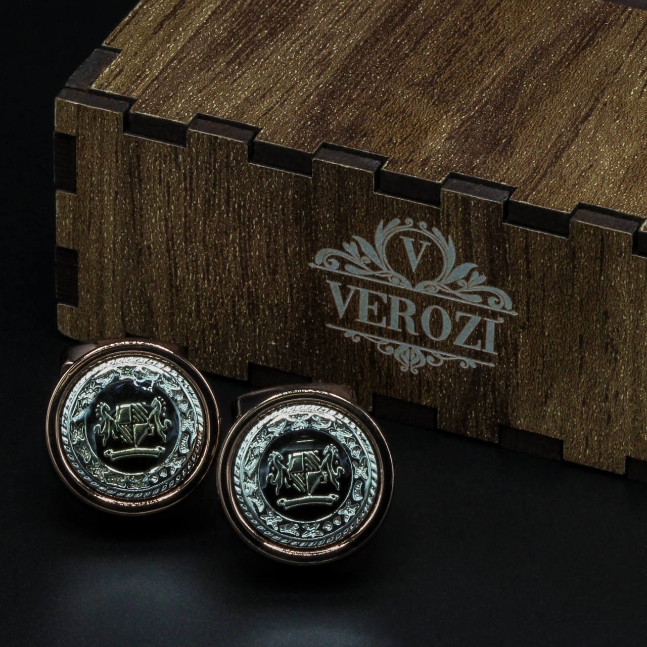 Verozi Kol Düğmesi - Oval Desenli Gümüş Siyah - Kdodgsb görsel 4