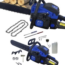 Jetta Power Tools 52 cc 2.9 Hp 8000 Rpm Motorlu Benzinli Ağaç Odun Dal Kesme Makinesi Testere Mavi Siyah