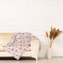 Benimol Modern Gül Desen Dokuma Dijital Baskılı Kadife Şönil Koltuk Örtüsü Şalı 175x215cm