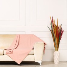 Benimol Soft Pembe Dokuma Kadife Şönil Düz Kumaş Çift Taraflı Koltuk Şalı Örtüsü Battal Boy 175x300cm