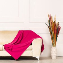 Benimol Fuşya Dokuma Kadife Şönil Düz Kumaş Çift Taraflı Koltuk Şalı Örtüsü Battal Boy 175x300cm