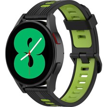 Samsung Galaxy Watch4 Için Silikon Kordon Bandosu / Active2 Siyah Lime Yeşil