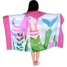 Yihang Boutique Çocuklar Plaj Havuzu Banyo Kapüşonlu Havlu, 76 * 127 cm Boy Çocuk Erkek Kız Yüzmek Sörf Kamp Hood Havlu, Emici Pamuk Kapak Yukarı / Panço / Bornoz - Sualtı Denizkızı (Yurt Dışından)