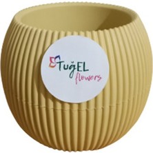 Tuğel Flowers Yuvarlak Plastik Mercan Saksı No:3 Sarı (0.70 Litre)